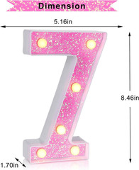 Pink Light up Letters，Pink Party Decorations,Girls Room Decor,Glitter Marquee Nu