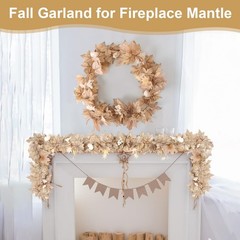 2PCS 5.6FT Neutral Fall Garland,Artificial Maple Leaves White Garland with Pu…
