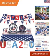 Complete 123 PCS 4th of July Party Supplies for 24 Guests – 250th Anniversary…