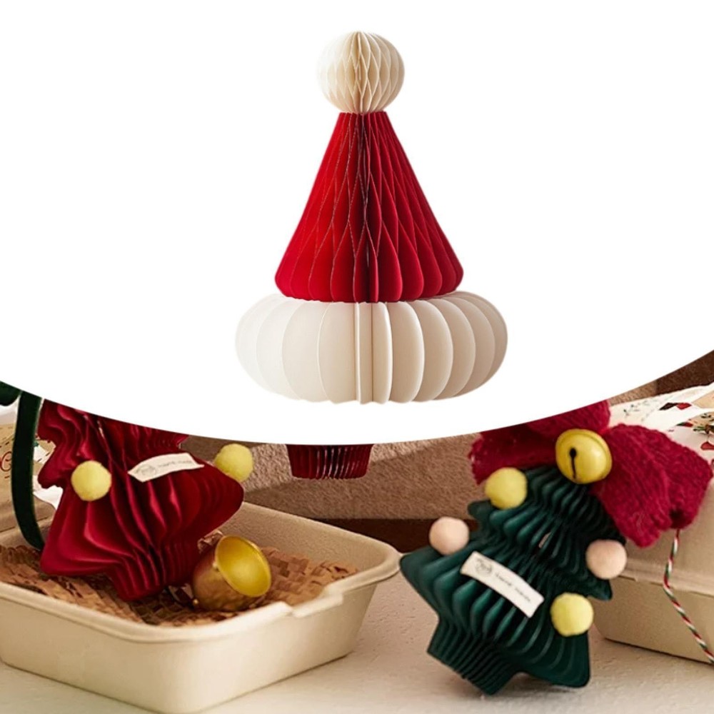 Christmas Honeycomb Santa Hat Supplies Christmas Tree Ornament for Home Yard
