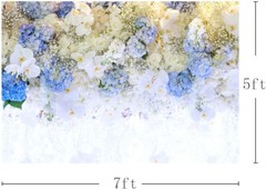7x5ft Spring Blue and White Flower Birthday Bridal Shower Photography Backdrop