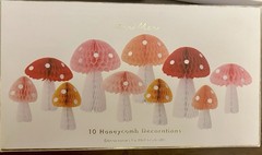 Meri Meri Honeycomb Mushroom Decorations Set Of 10 Pink Red Orange Party Shower