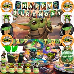 Star Wars Party Decorations Yoda Birthday Tableware Balloons Plates Cake Topper