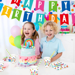 Happy Birthday Decorations: Happy Birthday Party Supplies Set with Birthday Dots