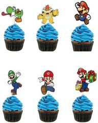49 Pcs Super Mario Theme Birthday Banner Cake Toppers Balloons Decoration UK