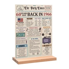 60th Birthday Decorations for Men & Women – Vintage 1966 Acrylic Table Sign & Po