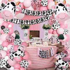 115PCS Pink Cow Party Decorations Balloon Garland Arch Kit Baby Shower New