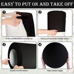 SaitiMade Set of 3 Black Spandex Cylinder Pedestal Stand Covers