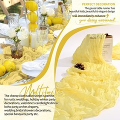 18 Pack Cheesecloth Table Runner 10FT Light Yellow Table Runner Boho Gauze Ch…