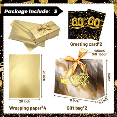 60Th Birthday Decorations for Men, 35Pcs Black Gold Back in 1966 Birthday Party