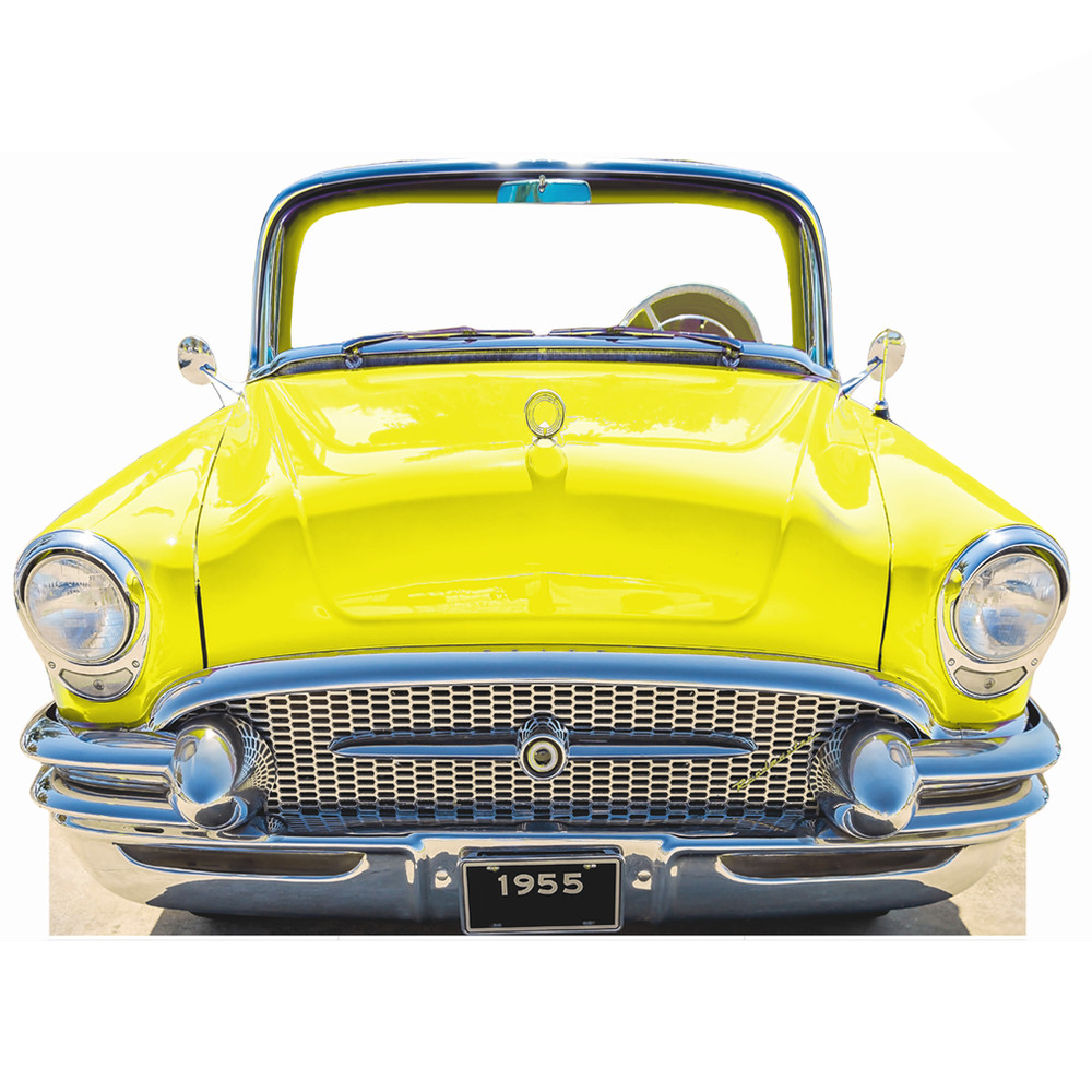 SS11043 Classic Yellow Car Coupe 1955 Stand in Cardboard Cutout Standee Stand up