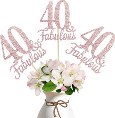10-Pack Double Sided Fabulous and 40th Birthday Centerpieces for Tables, Number