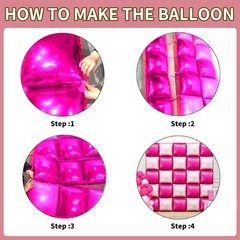 Hot Pink and Rose Double Sided Square Foil Balloons Wall,19 Inches Pink Metal…