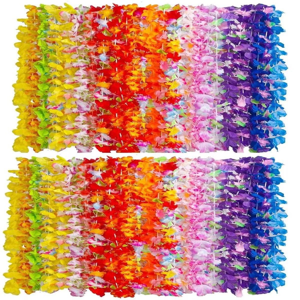 100PCS Soft Necklaces Hawaiian Leis Luau Partyecorations Tropical Party Favor…