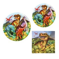 Dinosaur Party Supplies for 18 Guests Dinner Plates Dessert Plates Napkins