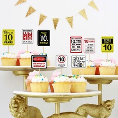 36Pcs 10th Birthday Card Cupcake Toppers Cheers to 10 Years Out Single Digits…