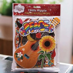 60s Photo Booth Props – 41-pc Photo Booth Kit with 8 x 10-Inch Sign, 60 Adhes…