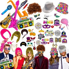 50 Pcs Rock Star Photo Booth Props Set – Sunglasses, Hats, Wigs & Inflatable Fun