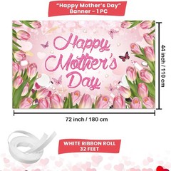 Happy Mothers Day Banner Backdrop Mothers Day Decorations 71x43in Large Size Mot