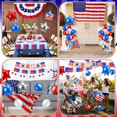 39-41 Pcs Patriotic Golf Cart Decorations Kit for 4th of July Parade – Red, Whit