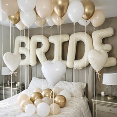 Bride Balloon Decoration Set White and Gold Party Balloons Bachelorette Party…