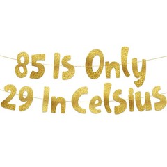 PreStrung 85 is Only 29 in Celsius Gold Glitter Banner 85th Birthday Decorat…