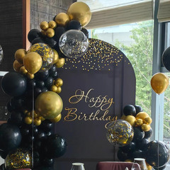 Black Gold Silver Balloon Garland Arch Kit, 166Pcs 5 10 12 18 Inch Latex Balloon