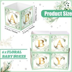 Baby Shower Decoration Boxes 6PCS Rustic Party Display Blocks