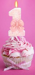 ElekFX Birthday Candle for Cake, 1 – Pink Glitter with Number 1,