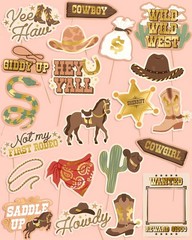 24 Count Western Photo Booth Props Kids Rodeo Party Backdrop Birthday Decor