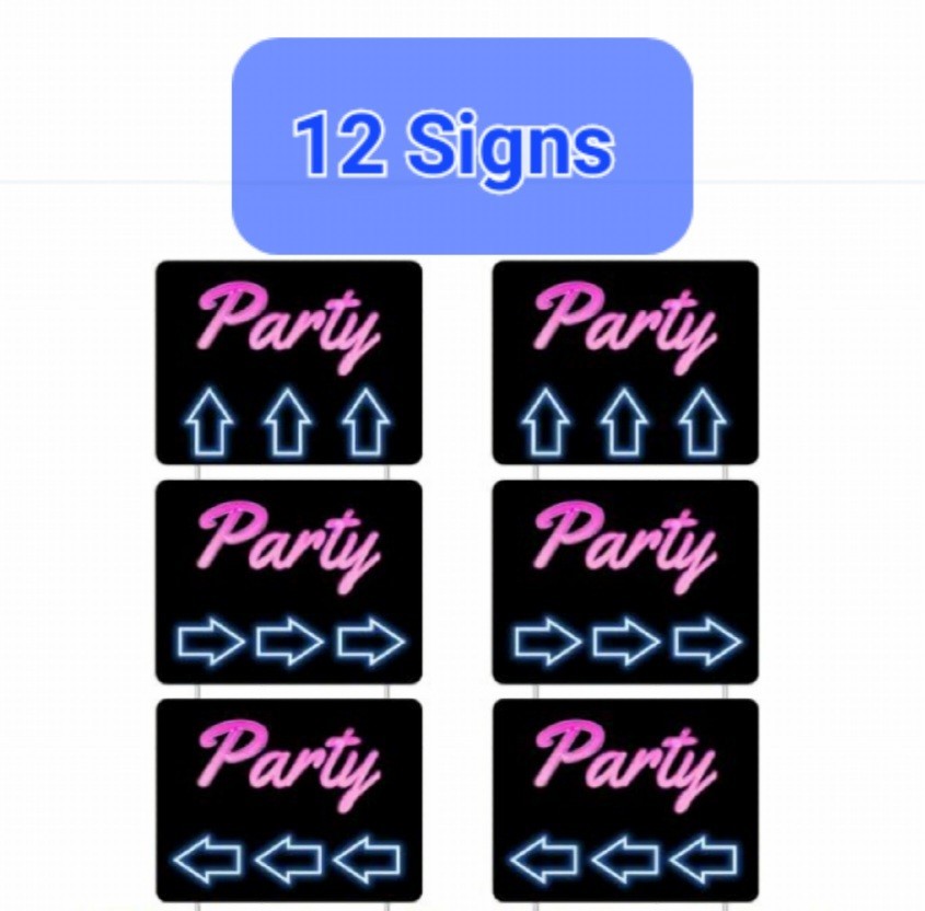 Party Yard Signs 12×16 Double Sided with Metal Stakes — Set of 12
