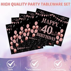 41PCS 40th Birthday Decorations For Women Rose Gold And Black