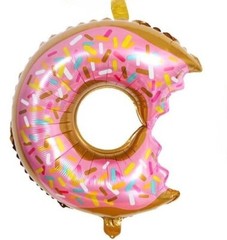 Pink Bite Donut Shape Foil Balloon for Sweet Celebrations Mylar Balloon Decor