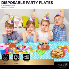 Disposable Paper Plates Orange, 7 Inch Paper Dessert Plates, Strong and Sturd…