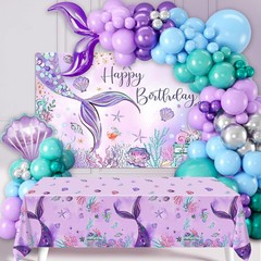 Mermaid Birthday Party Decorations – 105pcs Purple Mermaid Birthday Decoratio…
