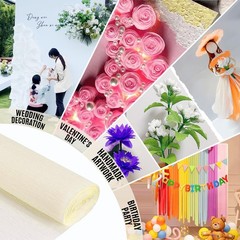 3 Rolls White Cream Crepe Paper Rolls Heavy Duty Papel Crepe 17 x 98 Inch