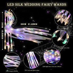 30 Light up Wedding Wands with Ribbons & Bells – LED Fairy Wands Streamers
