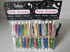 Vintage 1990s NOS 24 Pc 4″ Shiny Foil Cocktail Parasols Umbrellas NEW IN PACKAGE
