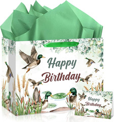 Mallard Duck Hunting Birthday Party Gift Bag Decorations One Lucky Duck Gift Bag