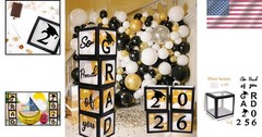 Elegant Black Balloon Boxes – Graduation Decorations for Class of 2026 Parties