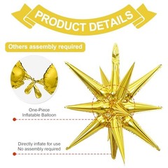 Red Black Gold Star Balloons, 22 Inch Foil Explosion Star Red Gold Black