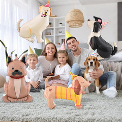 4PCS Pet Dog Foil Balloons 4D Standing Cute Puppy Balloons Self Standing Animal