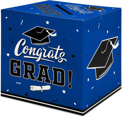 Blue Class of 2026 Graduation Card Box Holder Congrats Grad Party Favor Decor