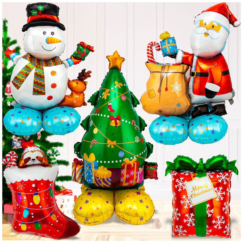 Christmas Mylar Balloons, Giant Large 16 Pcs Christmas Santa Claus Snowman Tr…