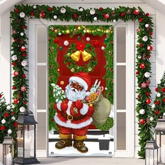 Christmas Decorations Santa Wreath Door Cover Xmas Winter Holiday Gift