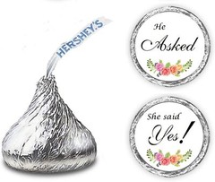 324 Floral Roses He Asked She Said Yes!, Kisses Wedding Stickers