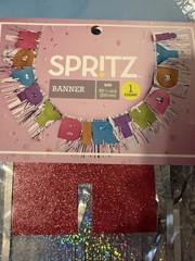 New Spritz Happy Birthday Banner Multi Color & Silver Glitter Banner Large 82in