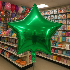 Green Star Foil Balloons 3 Pack Party Decor Balloons