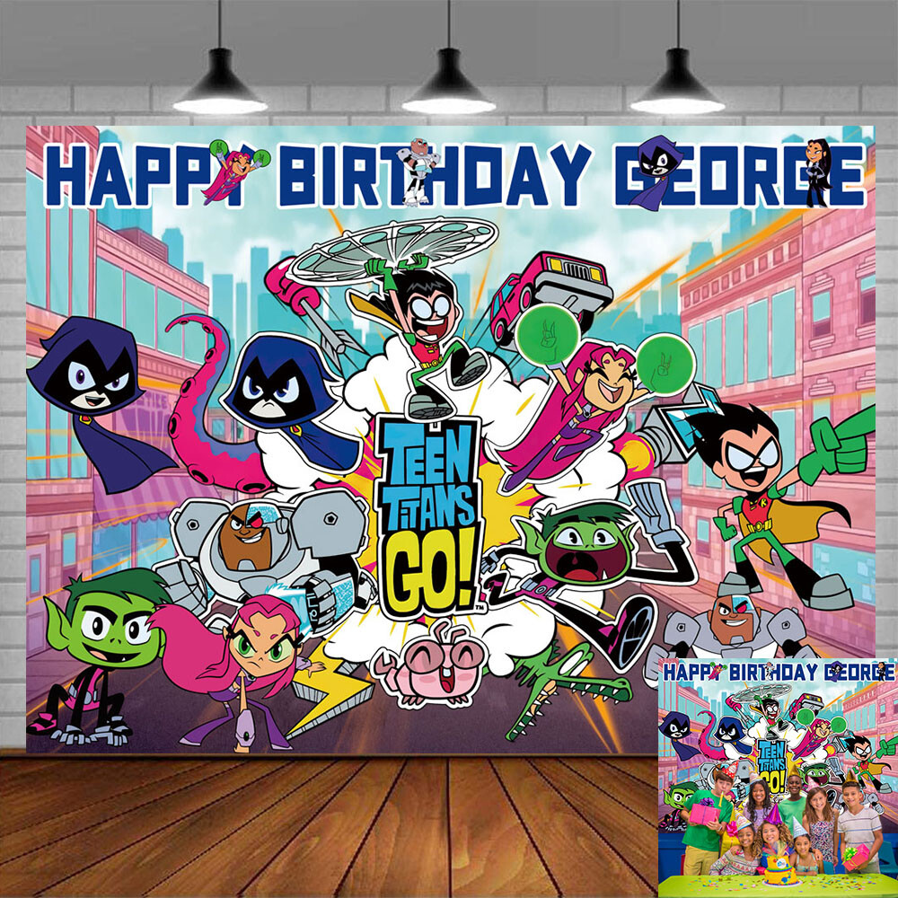 Teen Titans Go Personalised Custom Banner Backdrop Party Decor Birthday Gift