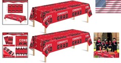 Graduation Party Tablecloth 2026 Red Plastic Class of 2026 Decorations